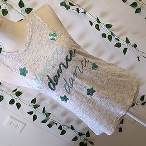 JUSTICE SZ 16 GRAY TANK "DANCE, DANCE, DANCE"